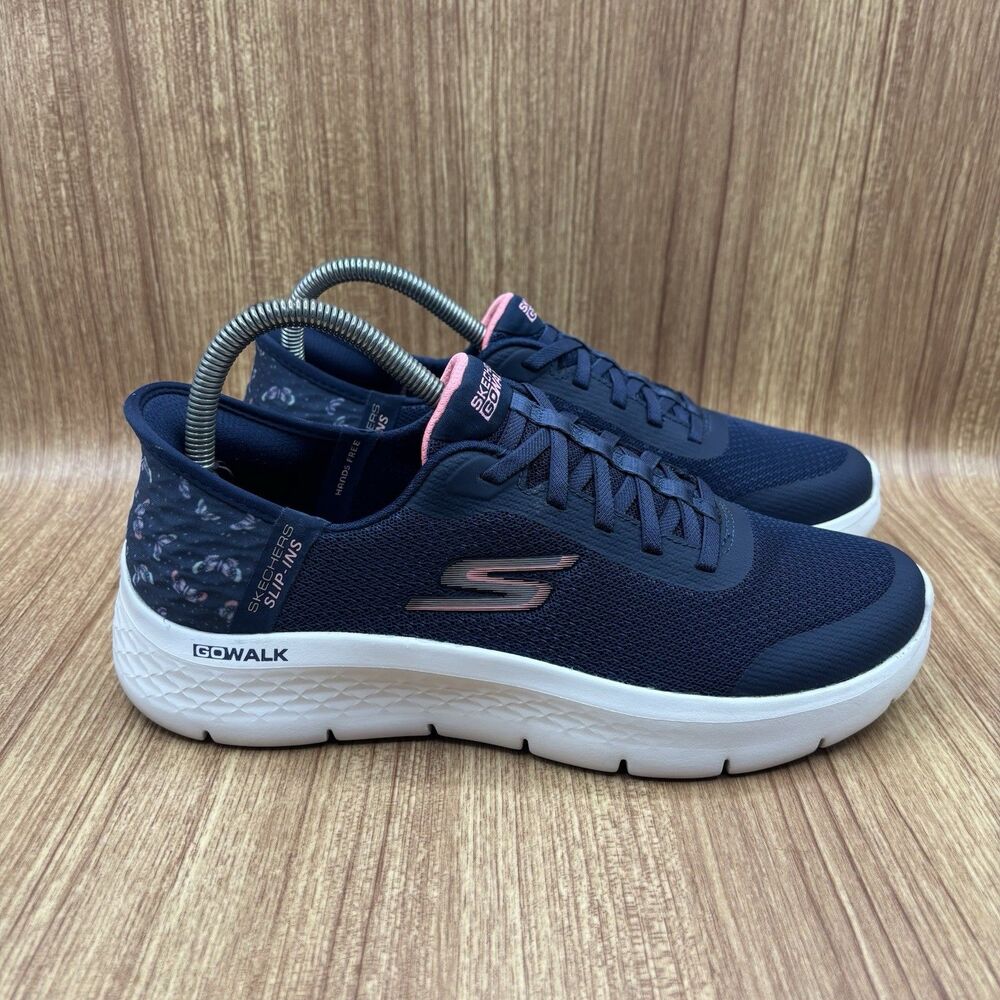 Skechers GO WALK FLEX Cushioning Max Air Cooled Women's 9 Navy Butterfly Sneaker